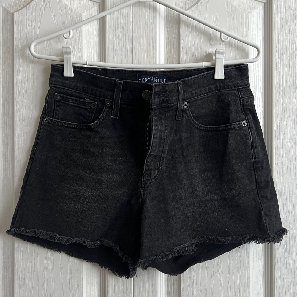 J Crew black denim shorts sz 27